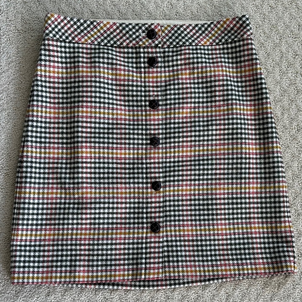 Talbots Wool Blend Houndstooth Button-Front Skirt 10P Casual Academia Office NWT - Picture 2 of 11